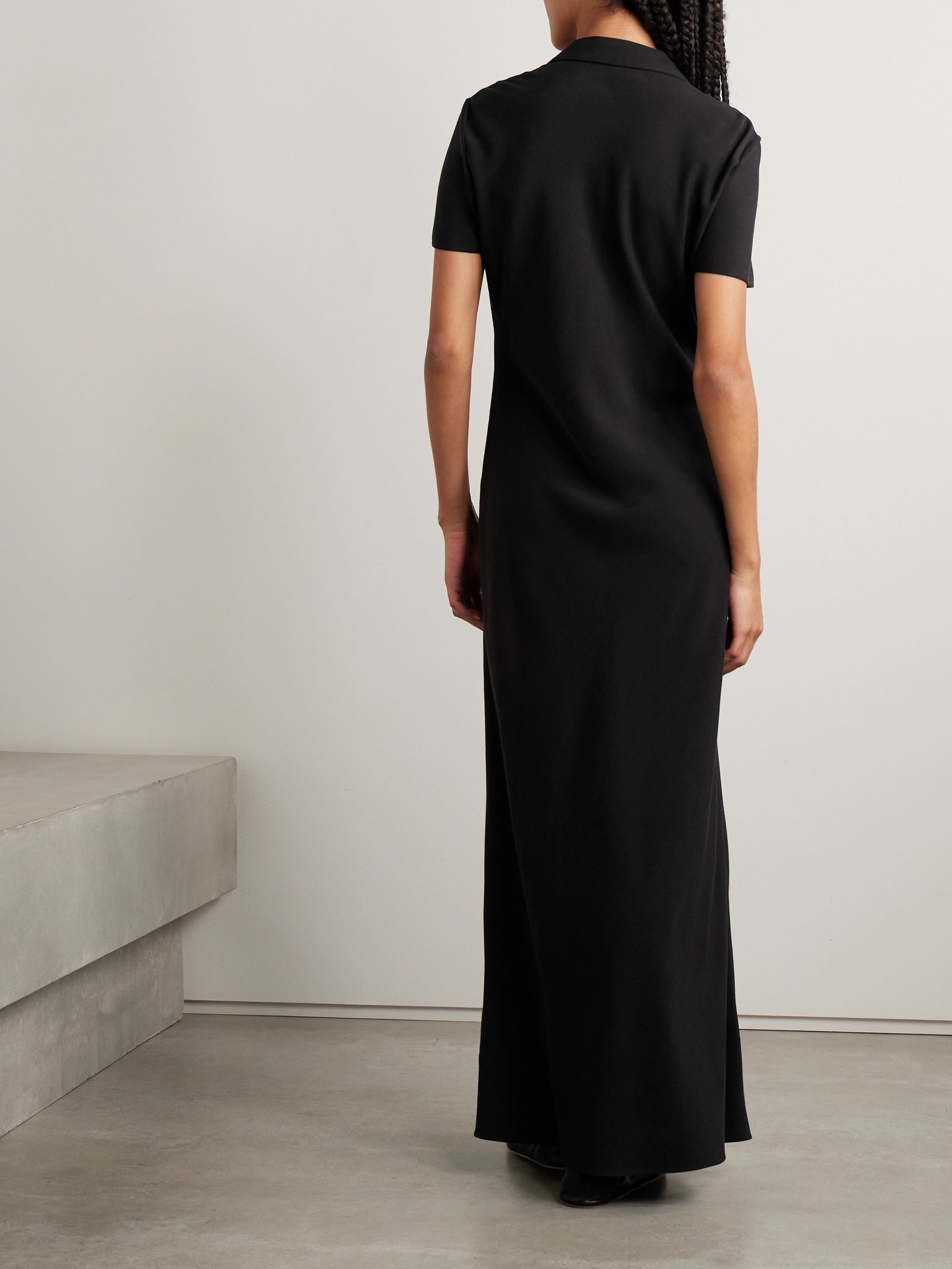 Valenit cotton and silk-blend jersey maxi shirt dress Black - 3