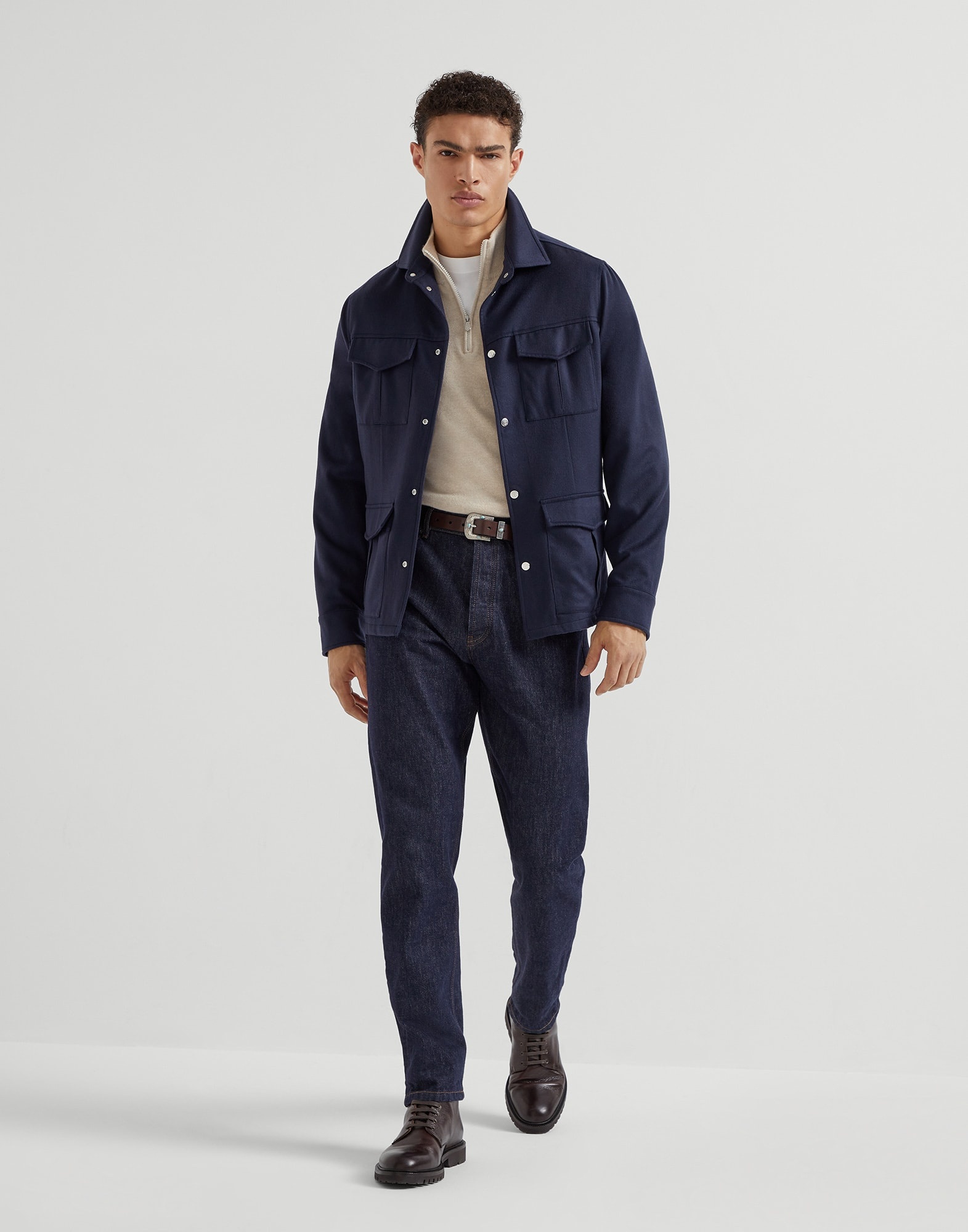 Cashmere sweater with half zip - 5
