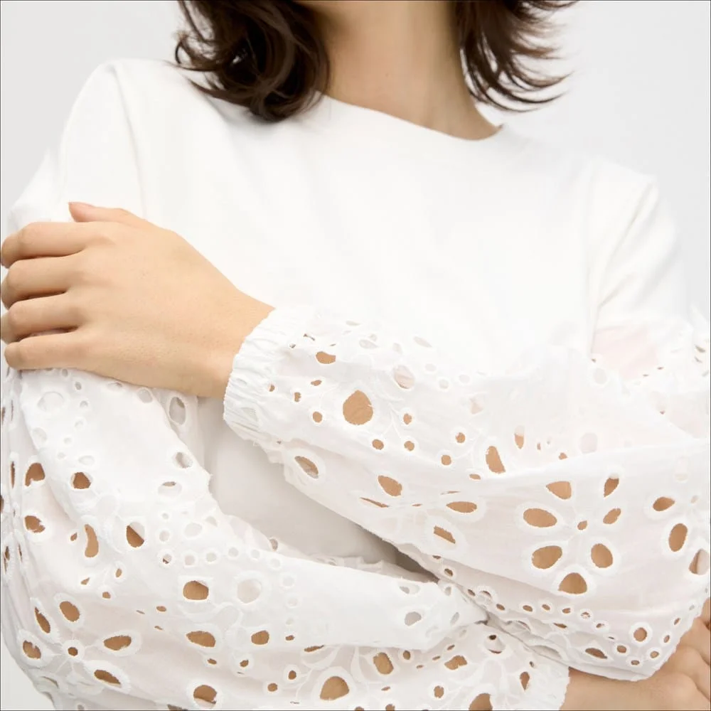 Drop Shoulder Combo Long Sleeve Top - 1