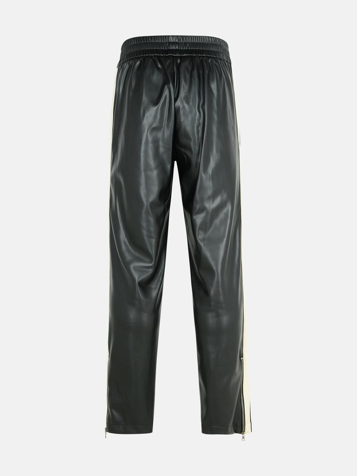 'TRACK LEATHER' BLACK POLYESTER BLEND PANTS - 3