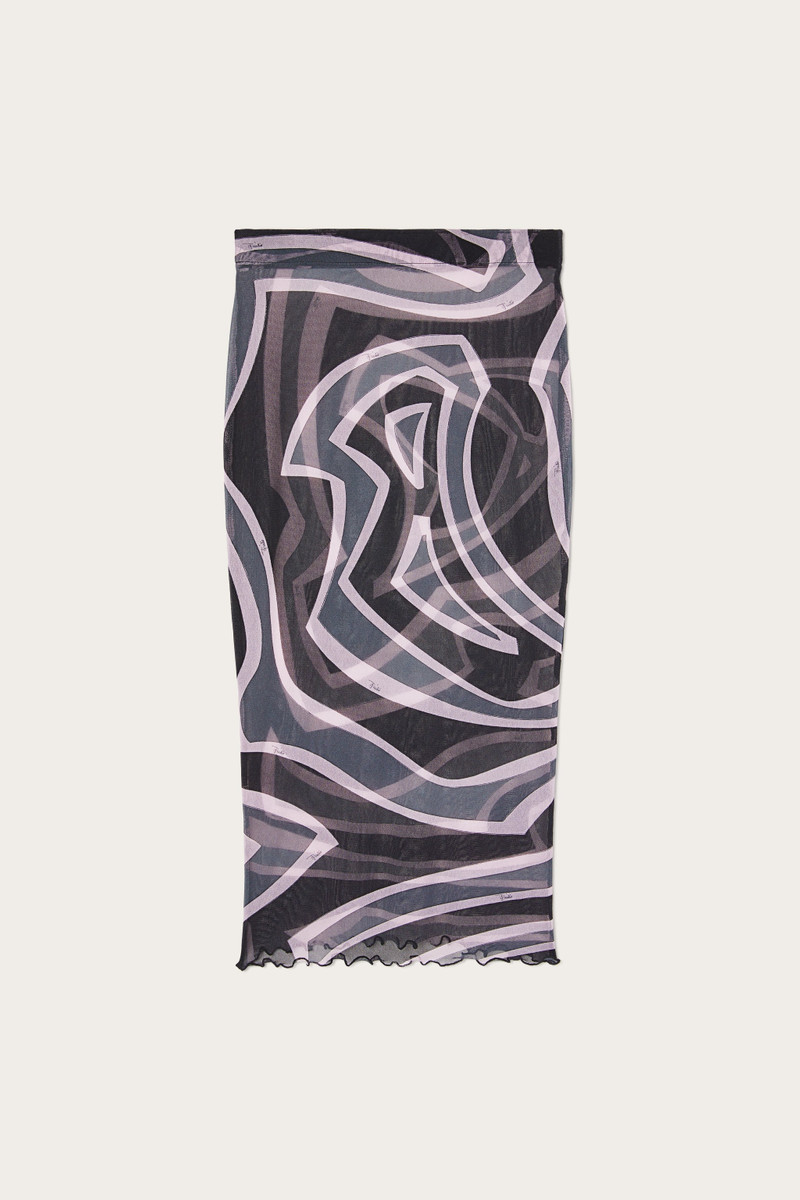 LABIRINTO PRINT MIDI SKIRT IN TULLE 1