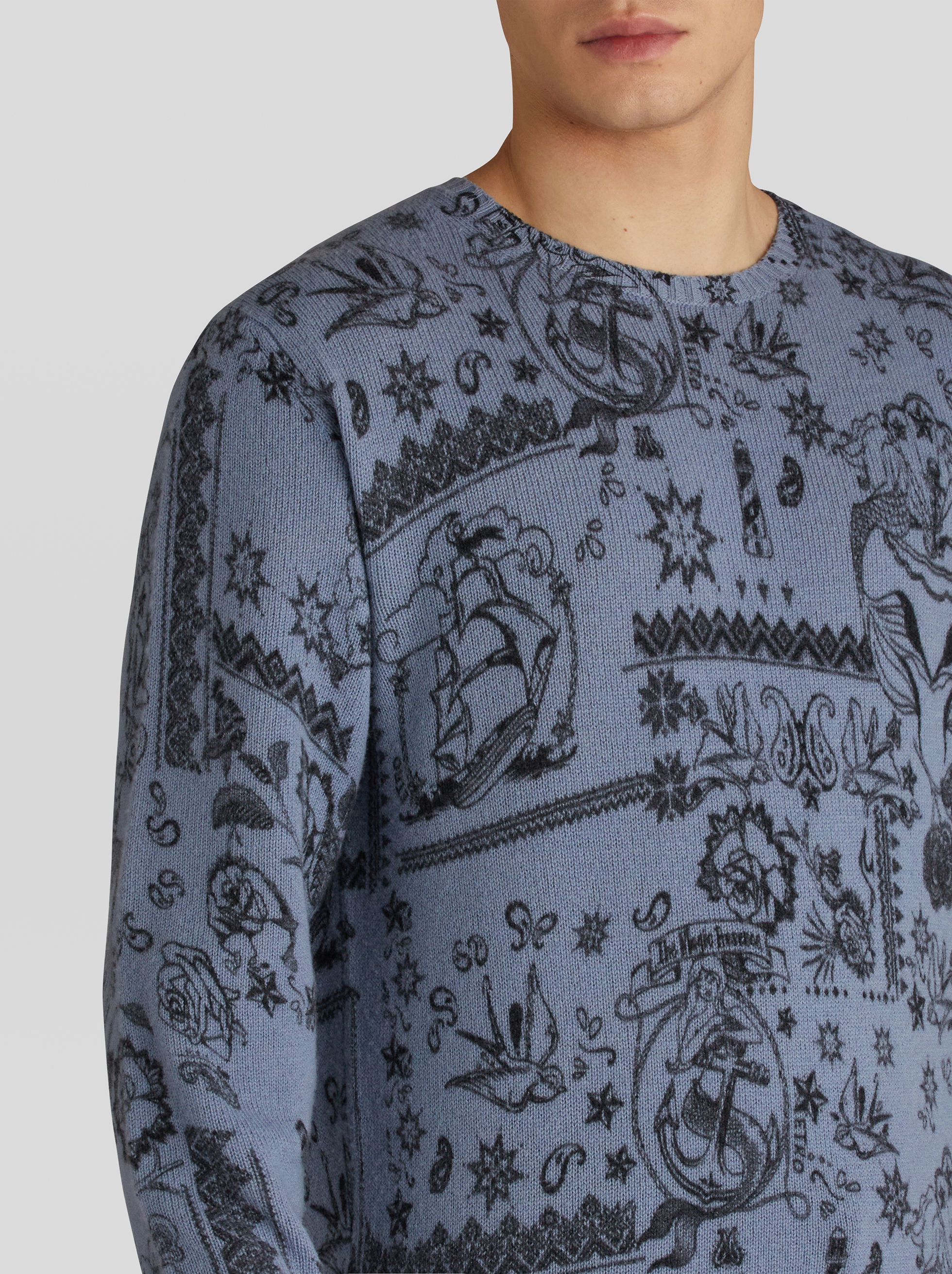 TATTOO PRINT MERINO WOOL JUMPER - 3