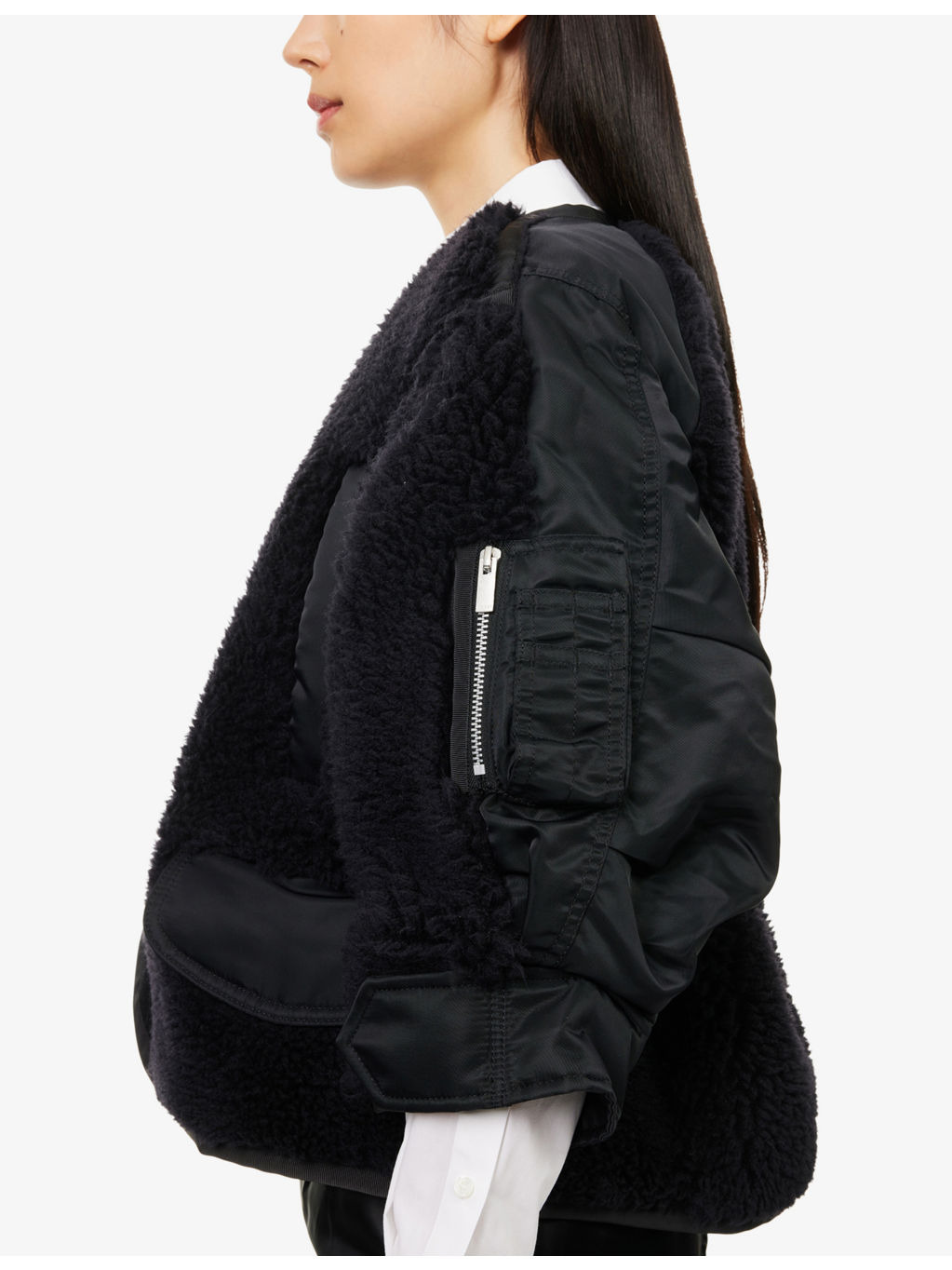 Contrast-Trims Faux-Shearling Blouson Jacket - 6