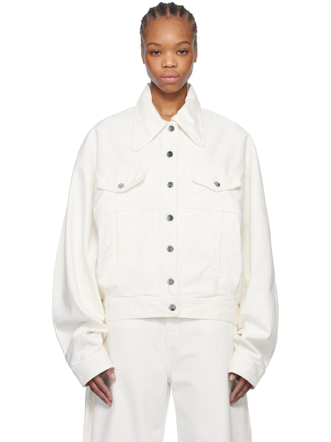 White Boyfriend Denim Jacket - 1