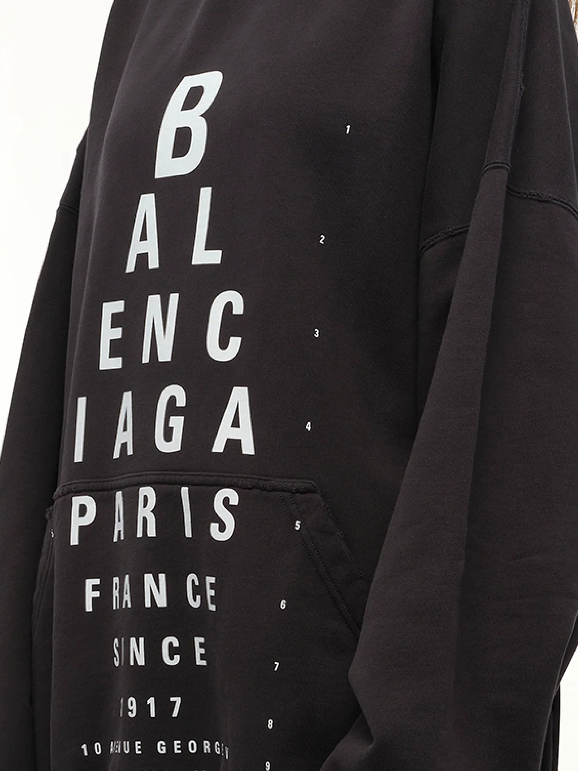 Eye-Test Large Fit Hoodie in Washed Black/White - 3