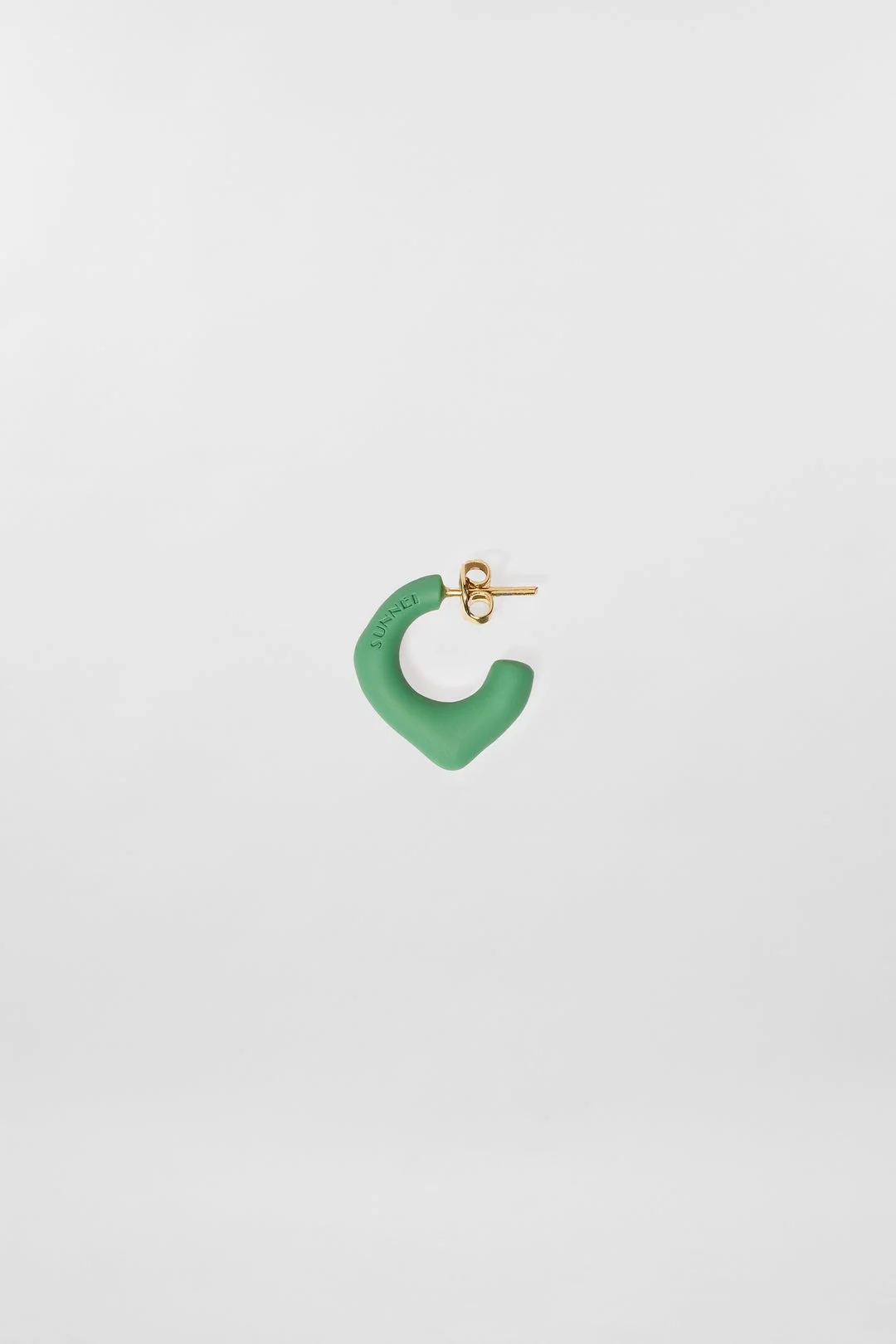 SINGLE METALLIZED EARRING / green matte - 1