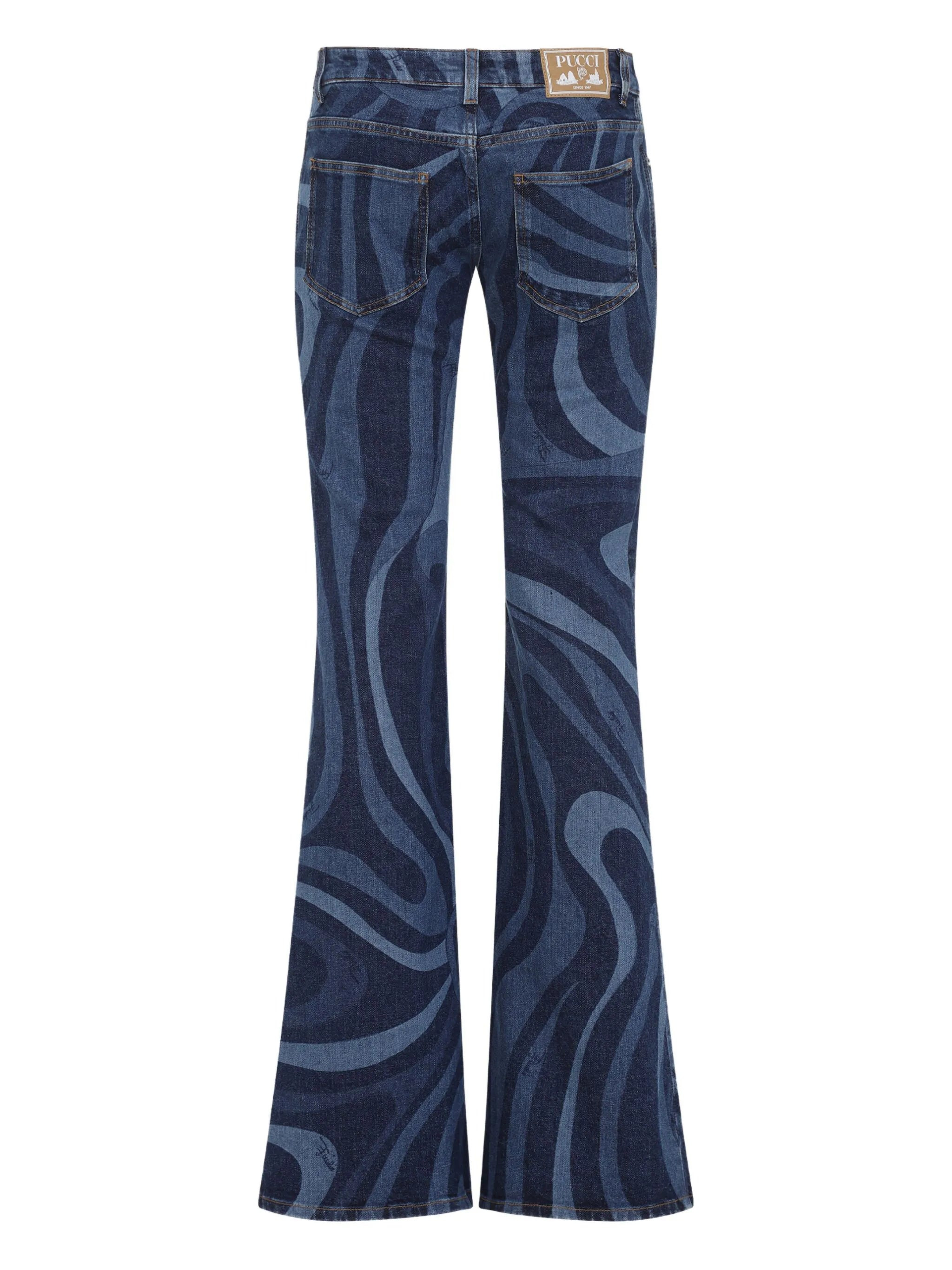Marmo-print flared jeans - 2
