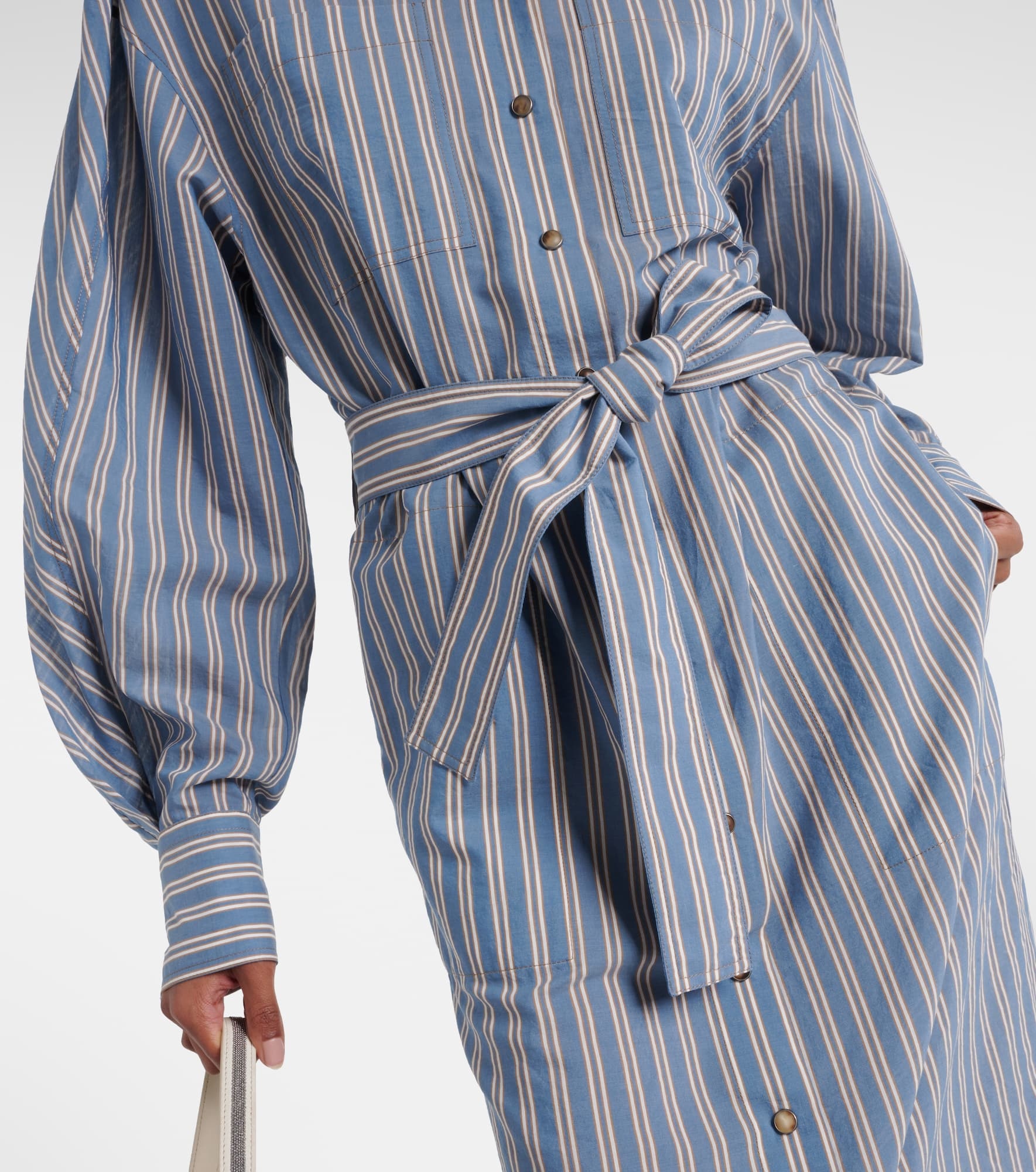 Striped cotton and silk shirt dress - 5