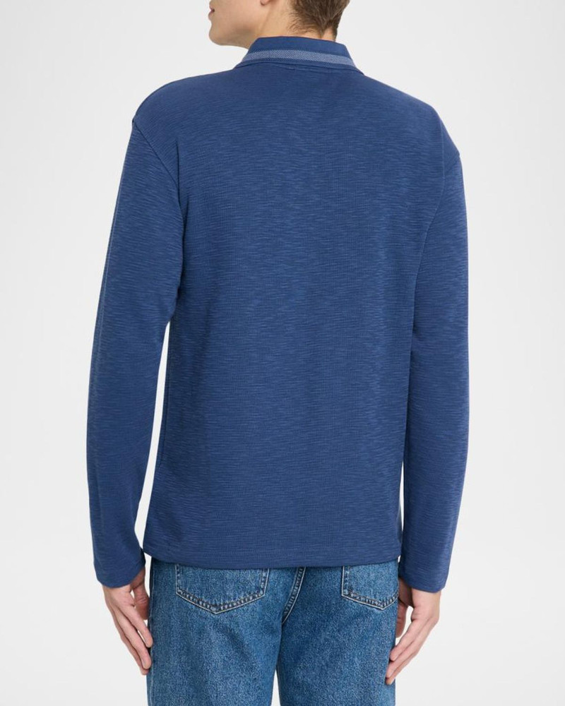 Men's Structured Knit Stripe-Collar Polo Shirt 3
