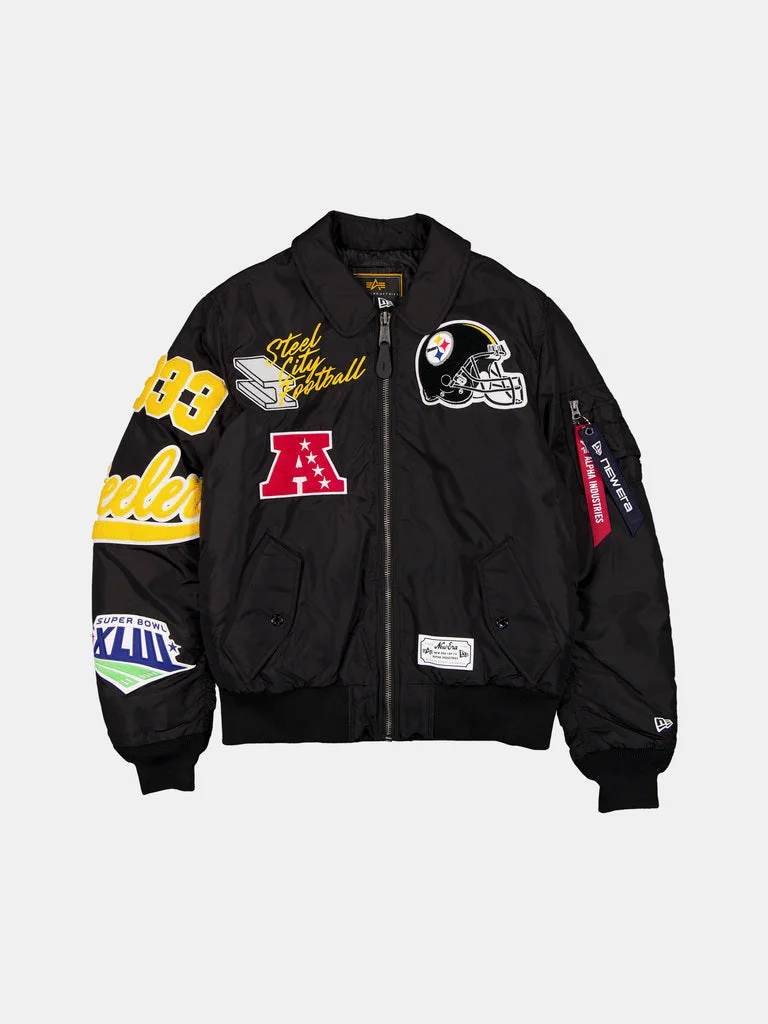 PITTSBURGH STEELERS X ALPHA X NEW ERA MA-1 COLLARED BOMBER JACKET - 1