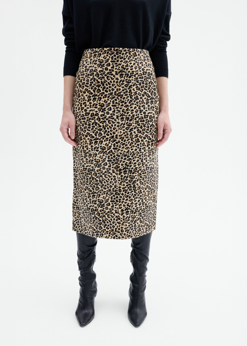 Leather Leopard Skirt in Calf Hair 5