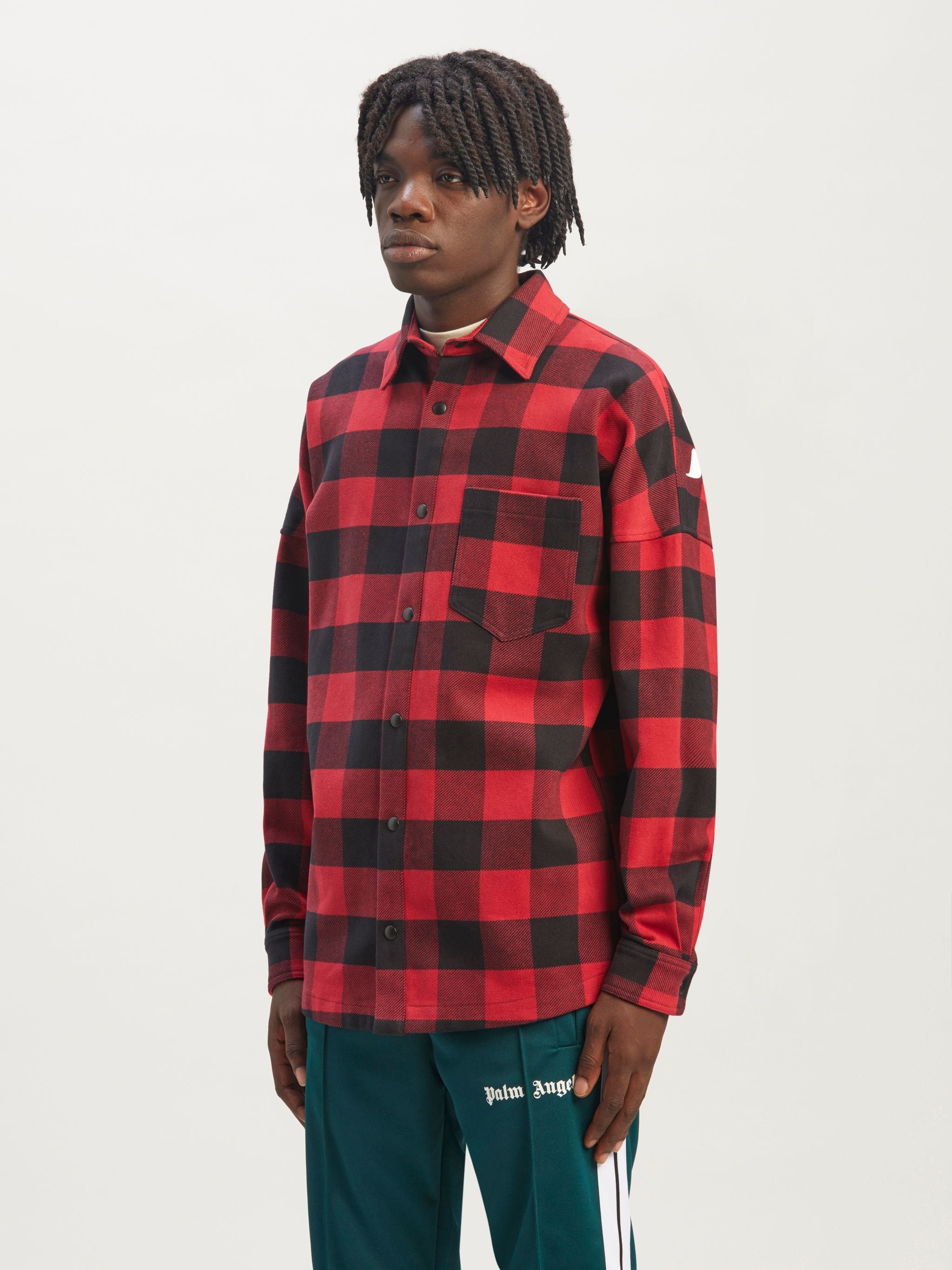 logo-print plaid-check shirt - 4