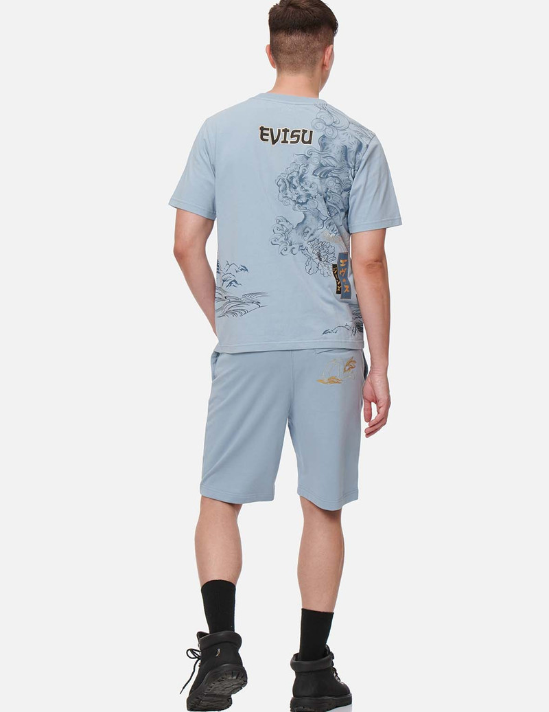 EVISU JAPANESE ART SEAGULL EMBROIDERED SWEAT SHORTS outlook