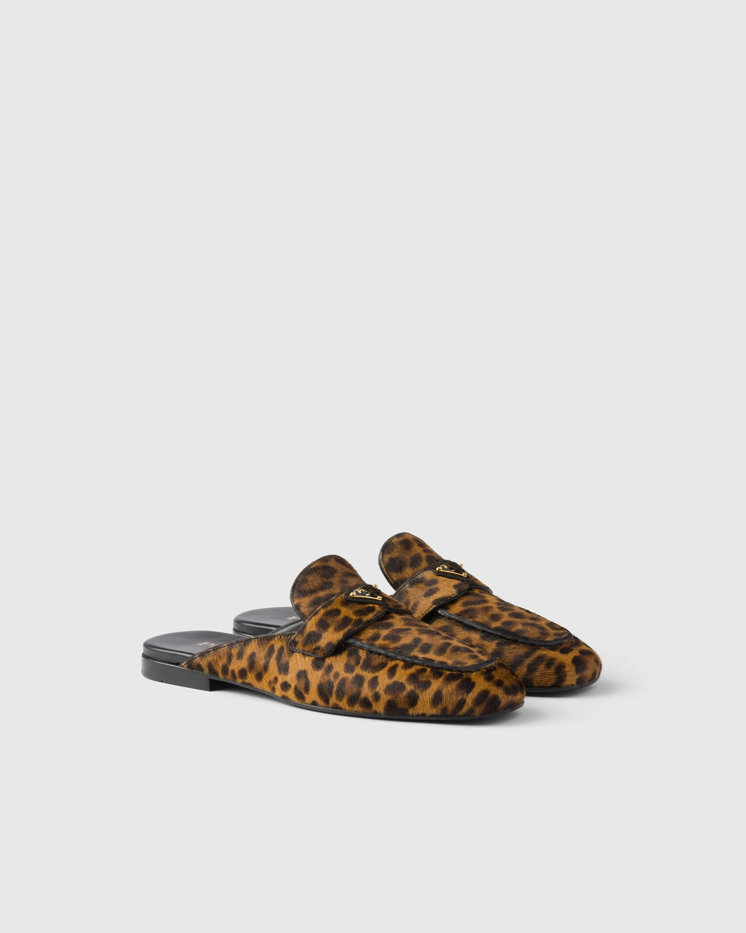 Leopard-print leather mules - 1