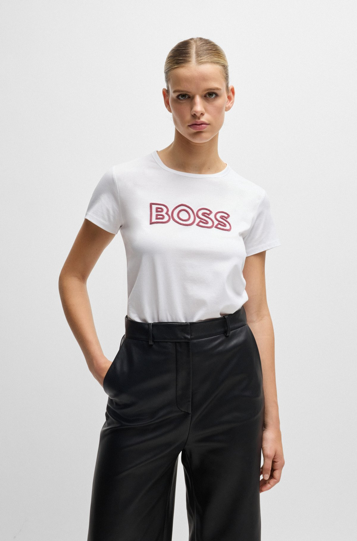 MERCERIZED-COTTON T-SHIRT WITH LOGO DETAIL - 2