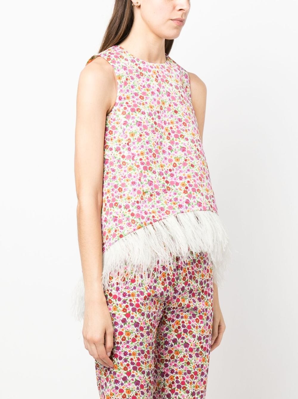 floral-print sleeveless blouse - 3