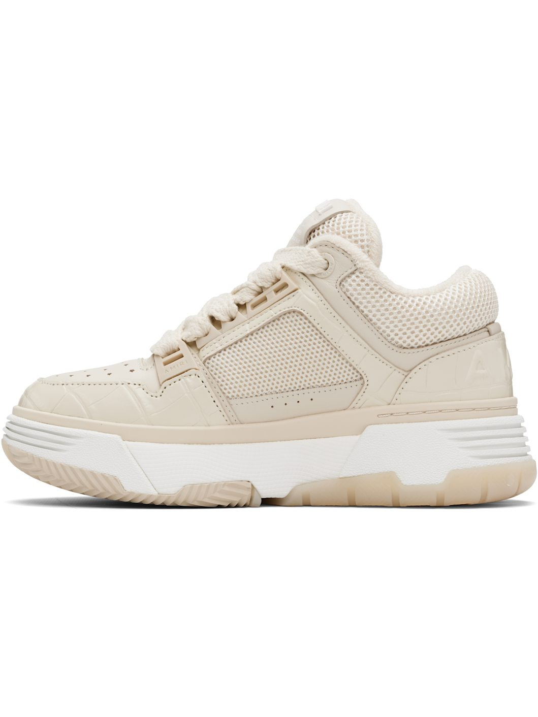 Beige Croc Debossed MA-1 Sneakers - 3