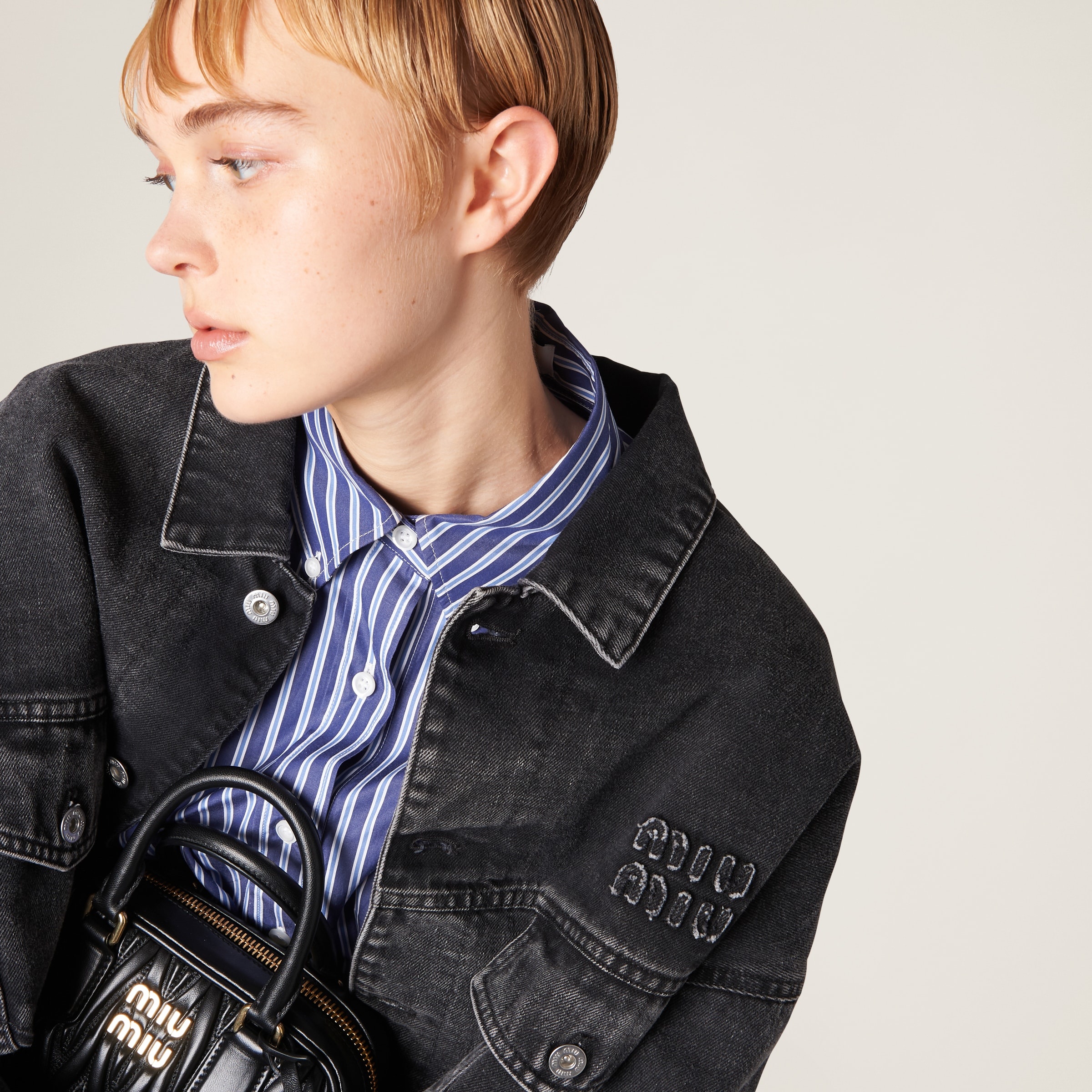 Miu Miu Black Denim Jacket Miu Miu Black Denim Blouson