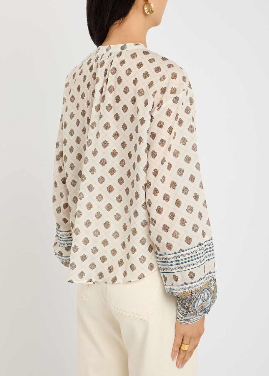 Veronica Beard Lollie Printed Cotton-blend Blouse - 3