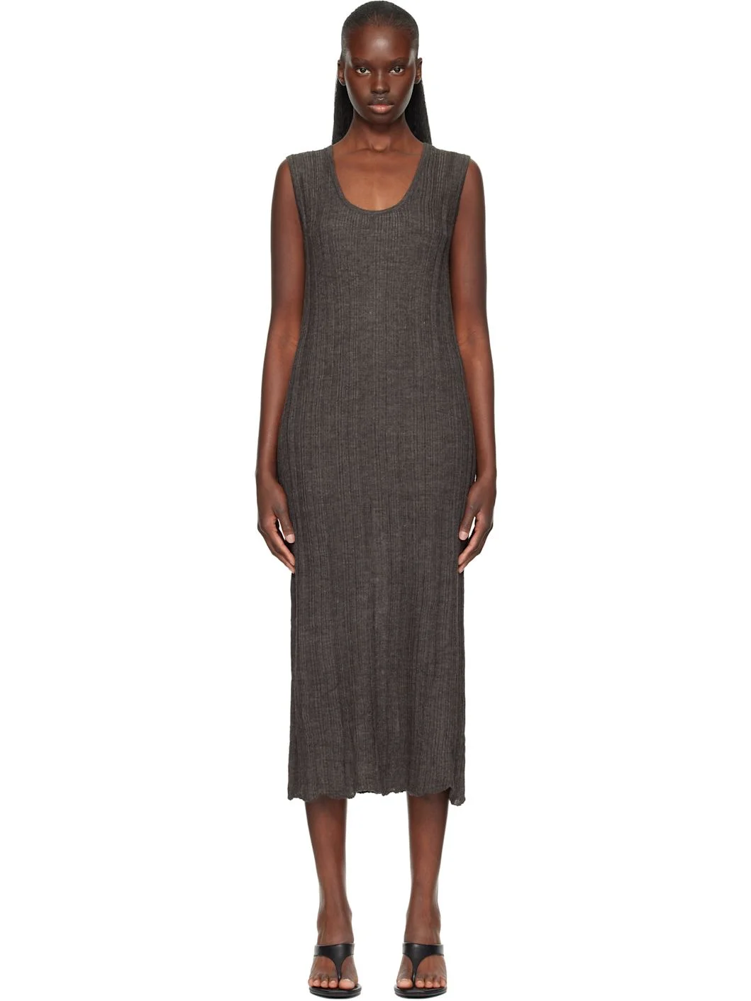Gray Plisse Tank Maxi Dress - 1