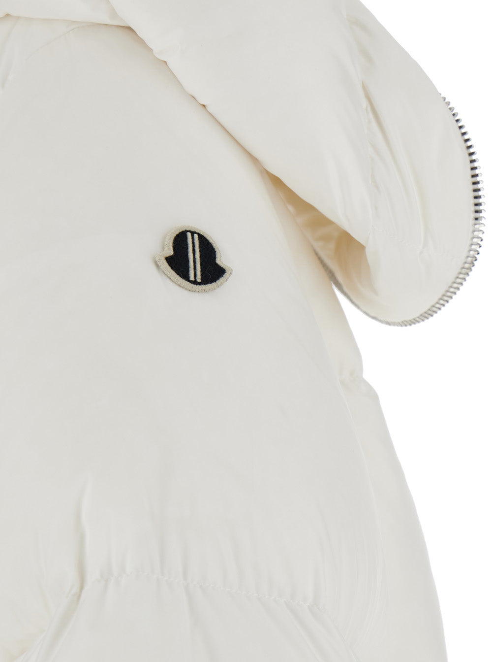 Rick Owens X Moncler Men 'Cyclopic' White Down Jacket With Removable Hood And Logo Patch In Tech Fab - 3