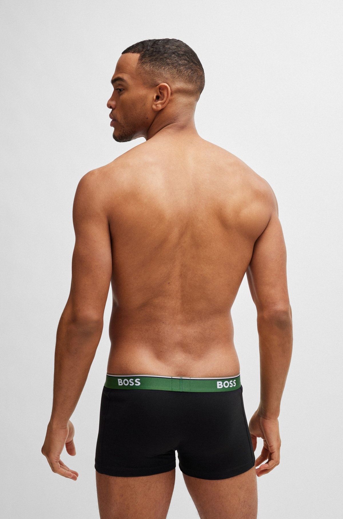 THREE-PACK OF STRETCH-COTTON TRUNKS WITH LOGO WAISTBANDS - 3
