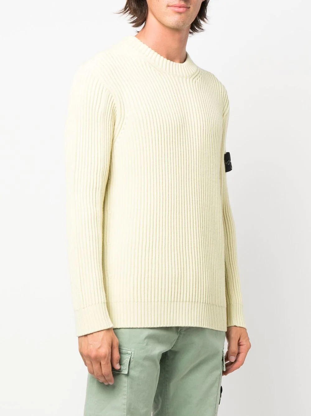 Compass logo-patch ribbed-knit jumper - 3