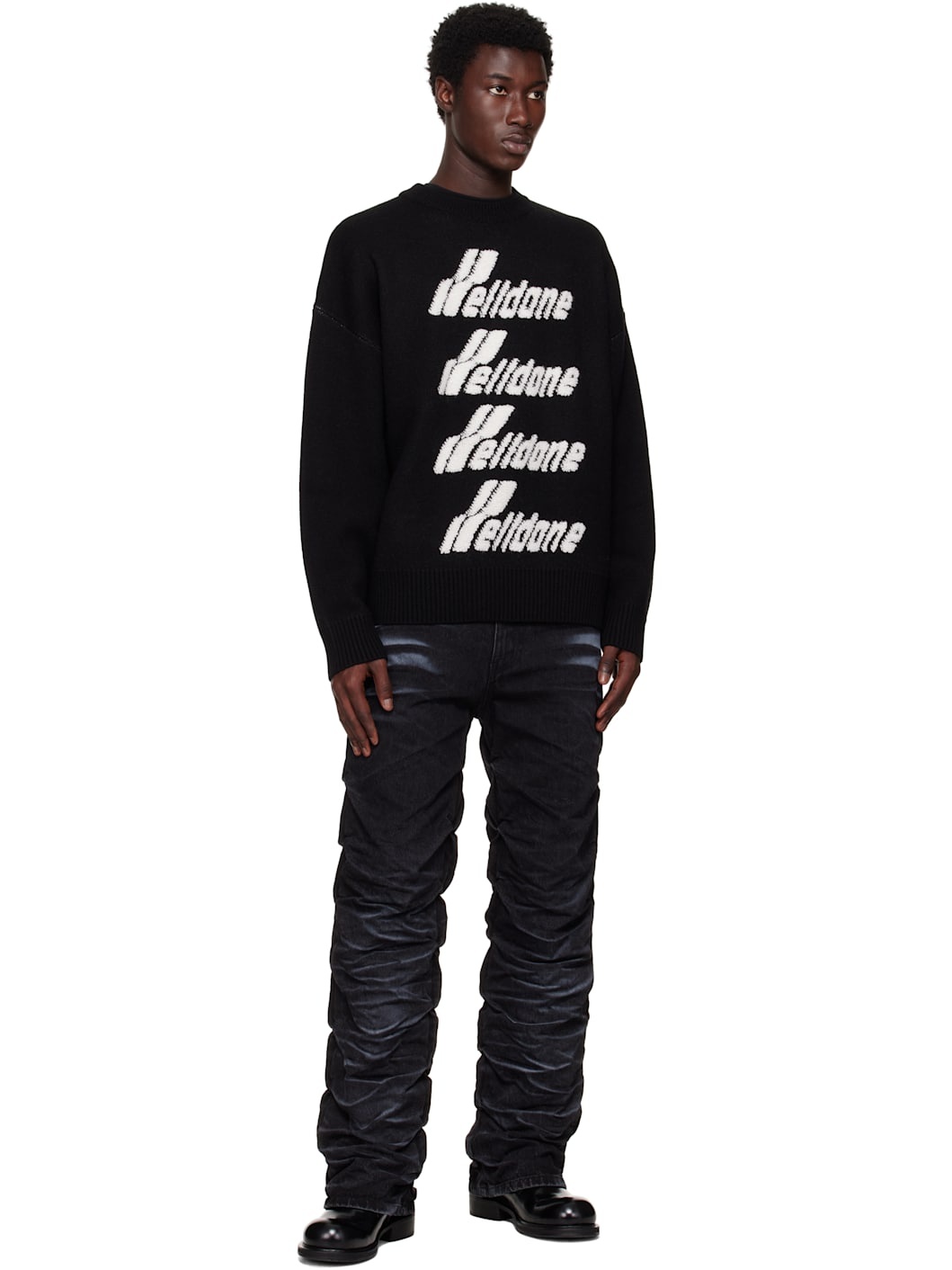 Black Logo Pile Knit Sweater - 4