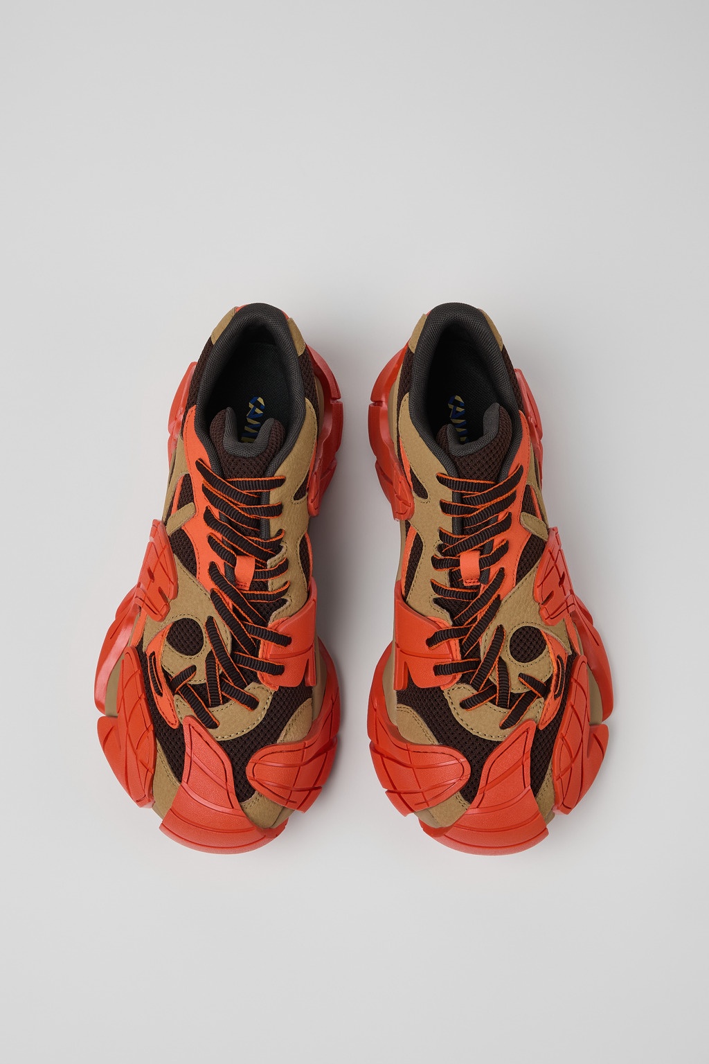 Orange and Brown Textile Sneakers - 4