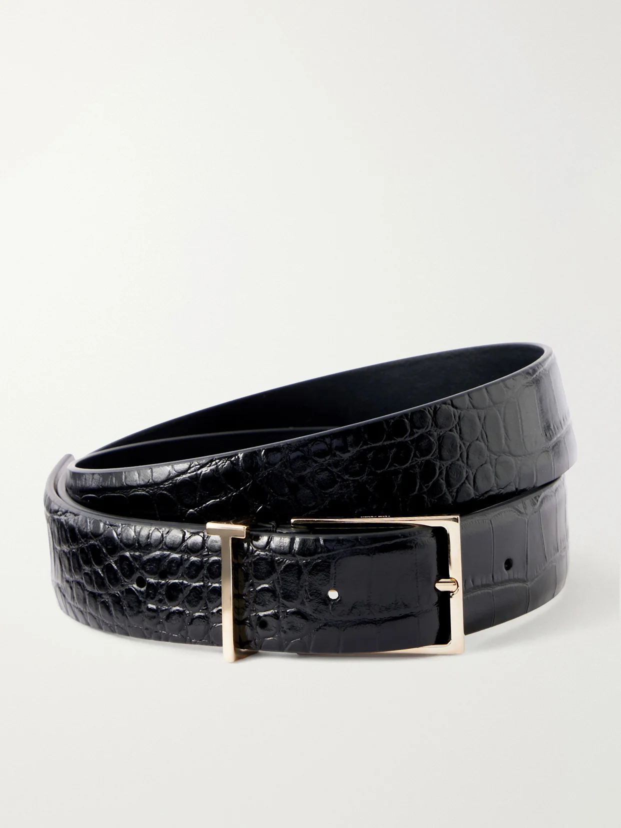 Croc-effect Leather Belt - 1