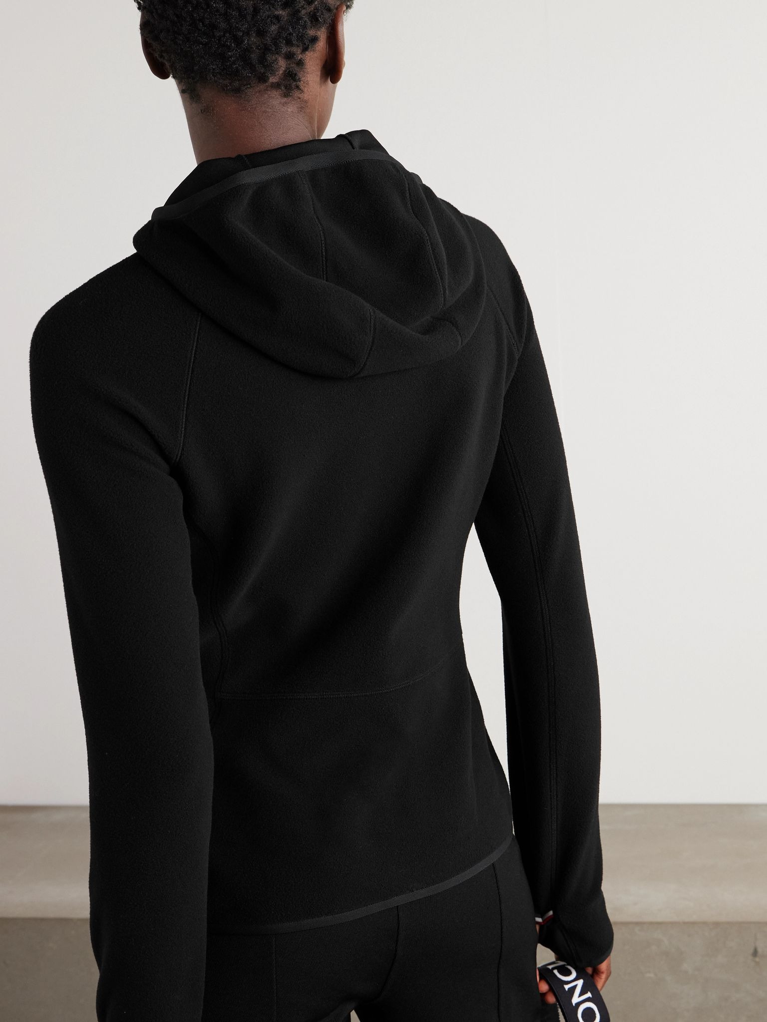 Appliquéd hooded fleece jacket Black - 3