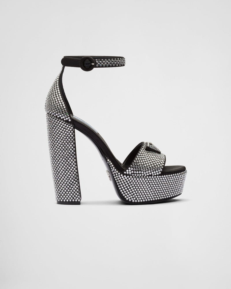 Satin platform sandals with crystals 2