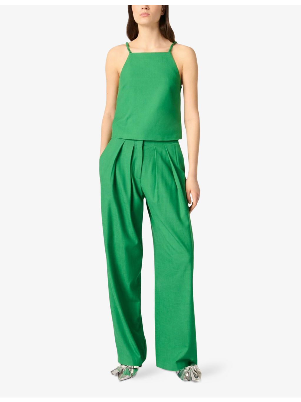 Straight-Neck Backless Stretch-Woven Top - 2