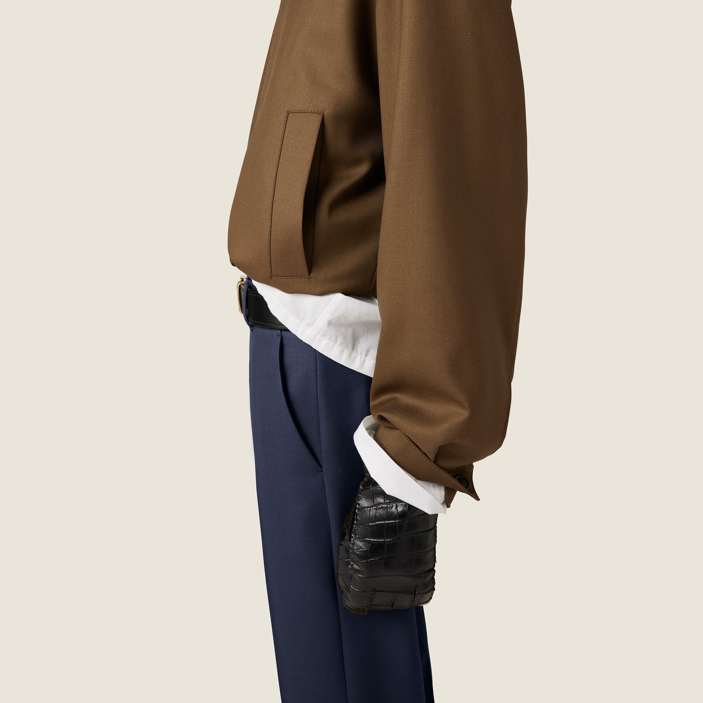 Gabardine blouson jacket with poplin collar - 5