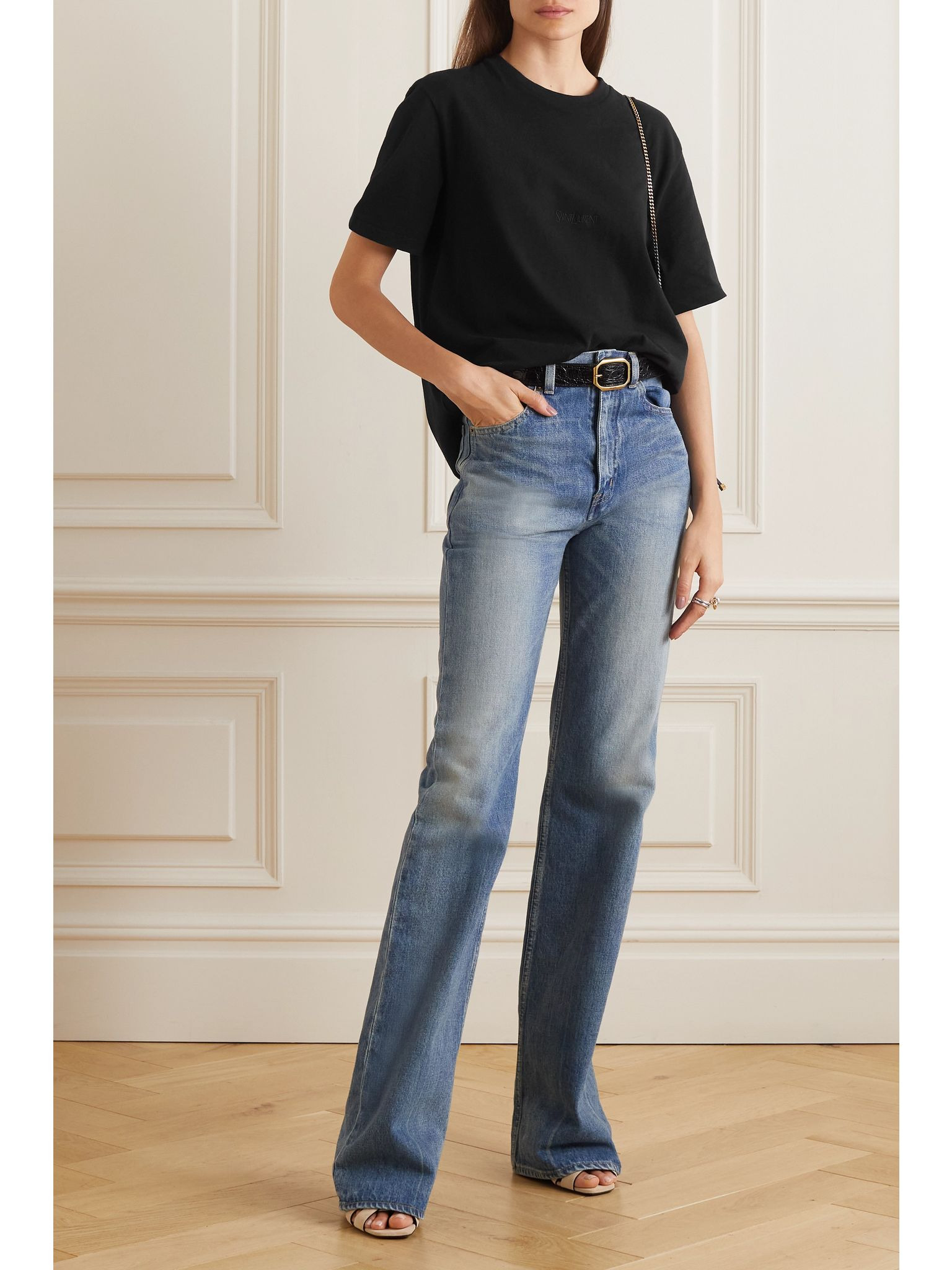 Embroidered cotton T-shirt Black - 2