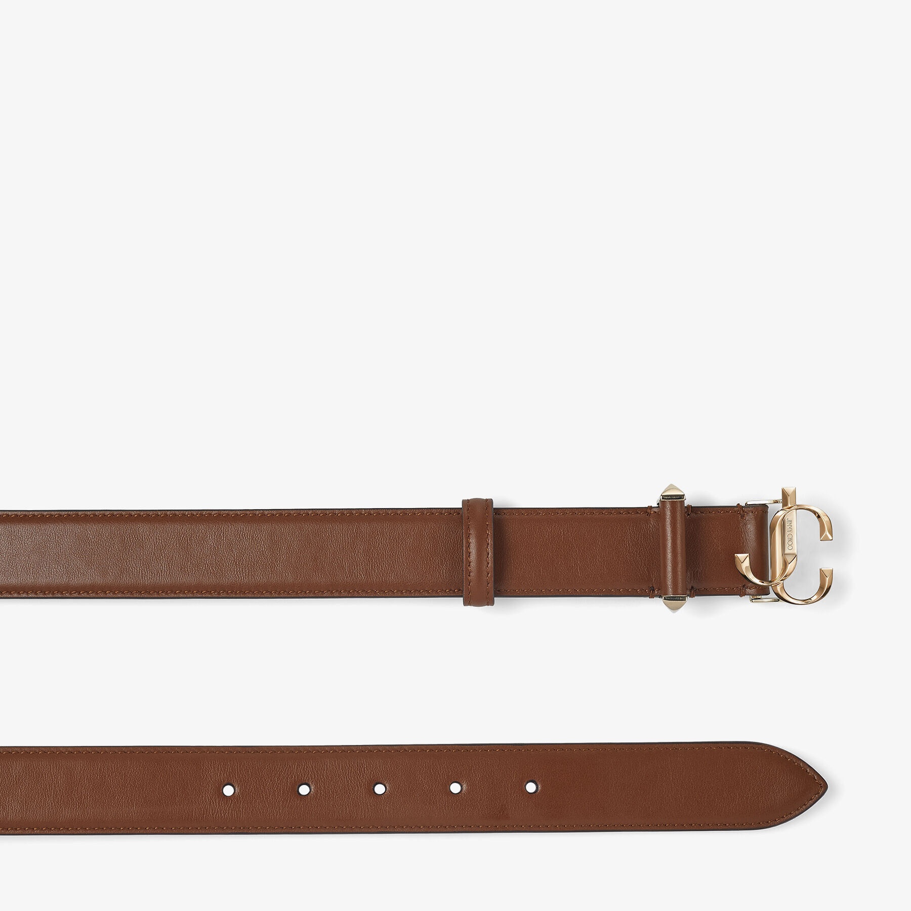 JC-Bar Belt
Dark Tan Soft Shiny Calf Leather Belt with Light Gold JC Emblem - 3