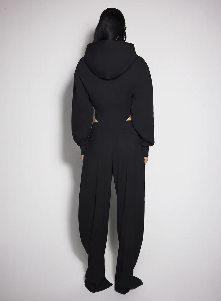 black fleece hoodie bodysuit - 5