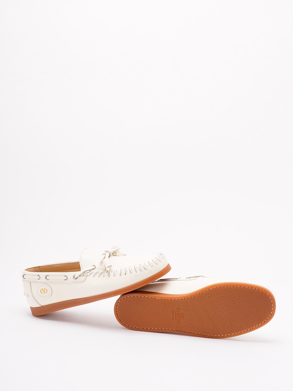 `Valentino Garavani Palm Avenue` Leather Boat Shoes - 4