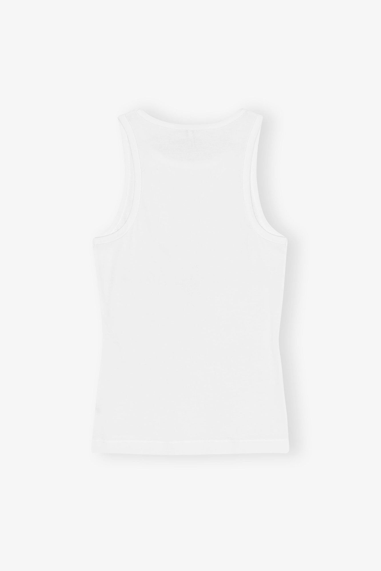 WHITE SOFT COTTON RIB RHINESTONE TANK TOP - 2