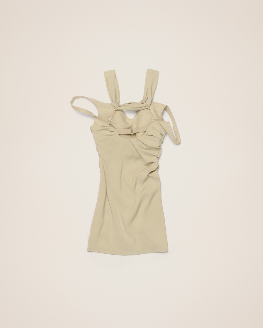 JACQUEMUS ビスコース ブレンド ミニ ドレス LA ROBE SOFFIO Beige Le Papier 'La Robe Soffio' Minidress by JACQUEMUS on Sale