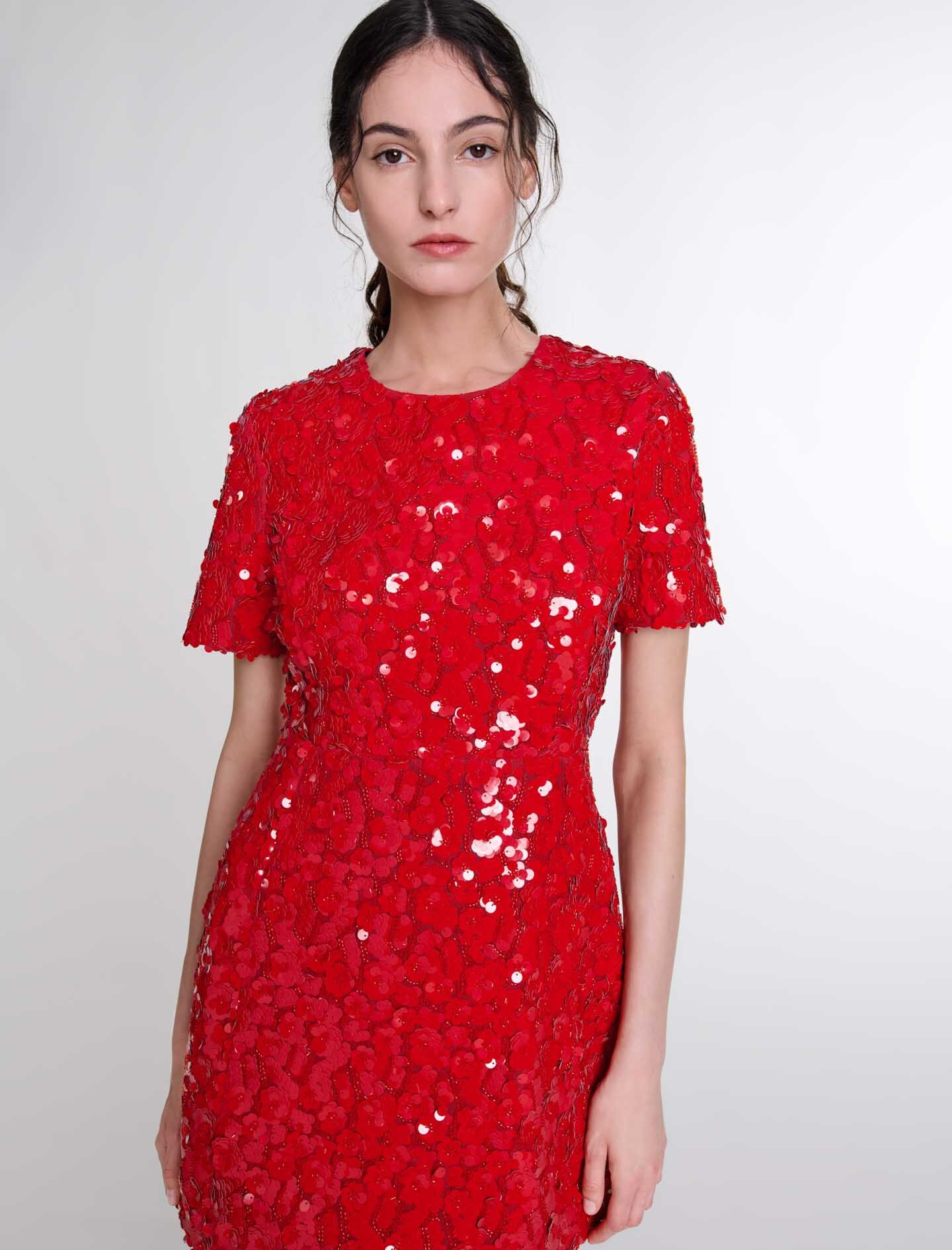 Short sequinned floral dress - 7