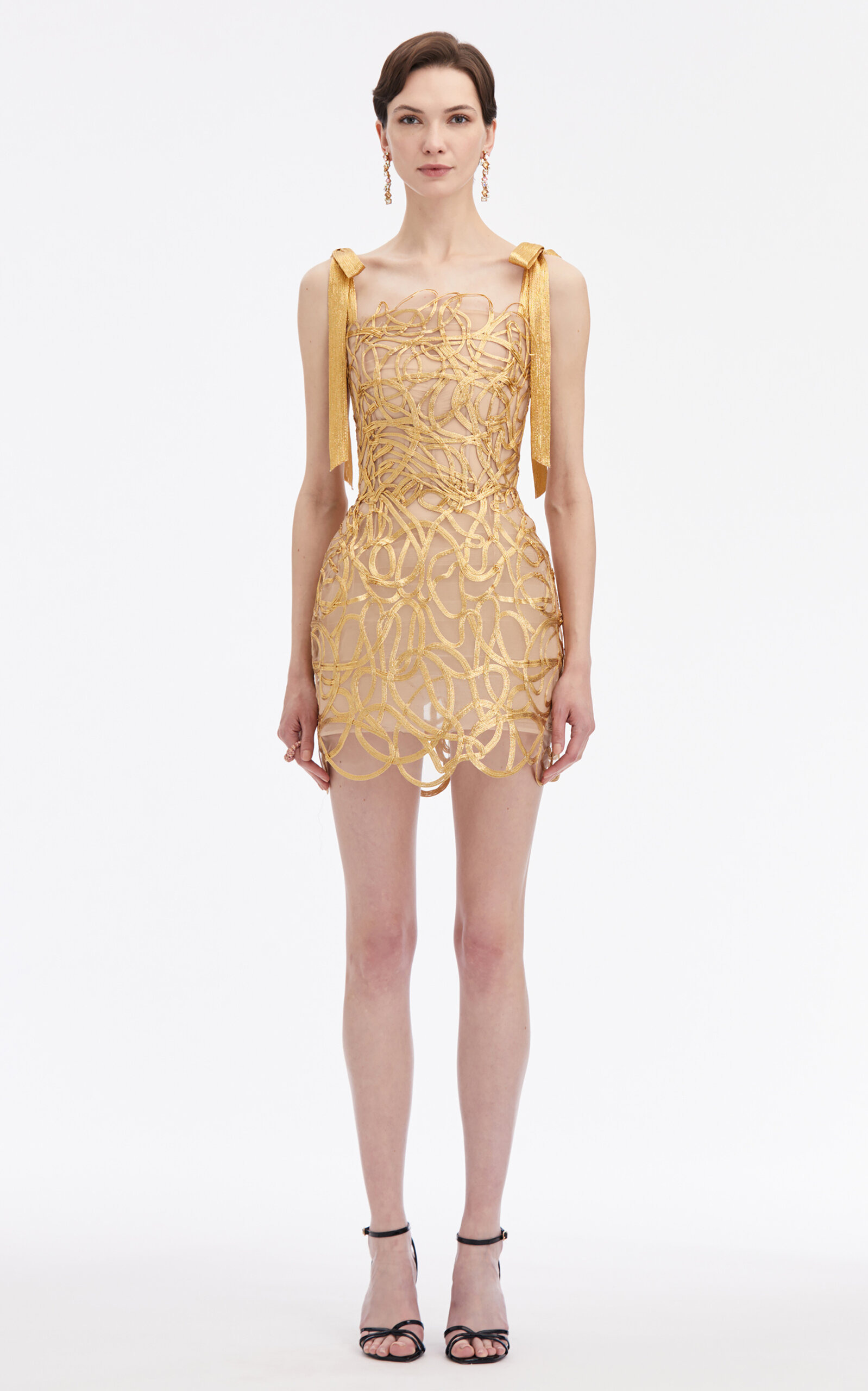 Metallic Embroidered Mini Dress gold - 2