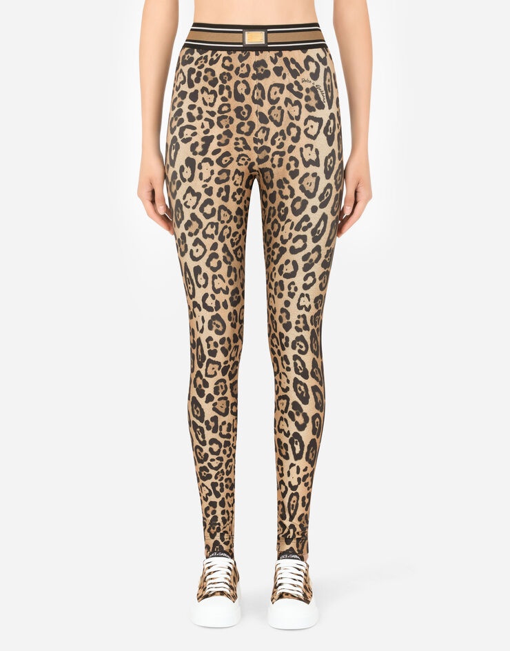 Leopard-print spandex/jersey leggings - 1