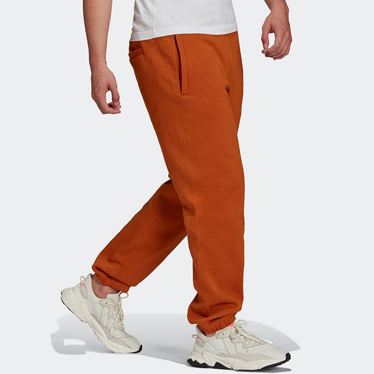 Men's adidas originals Logo Solid Color Bundle Feet Sports Pants/Trousers/Joggers Orange Red H11383 - 4