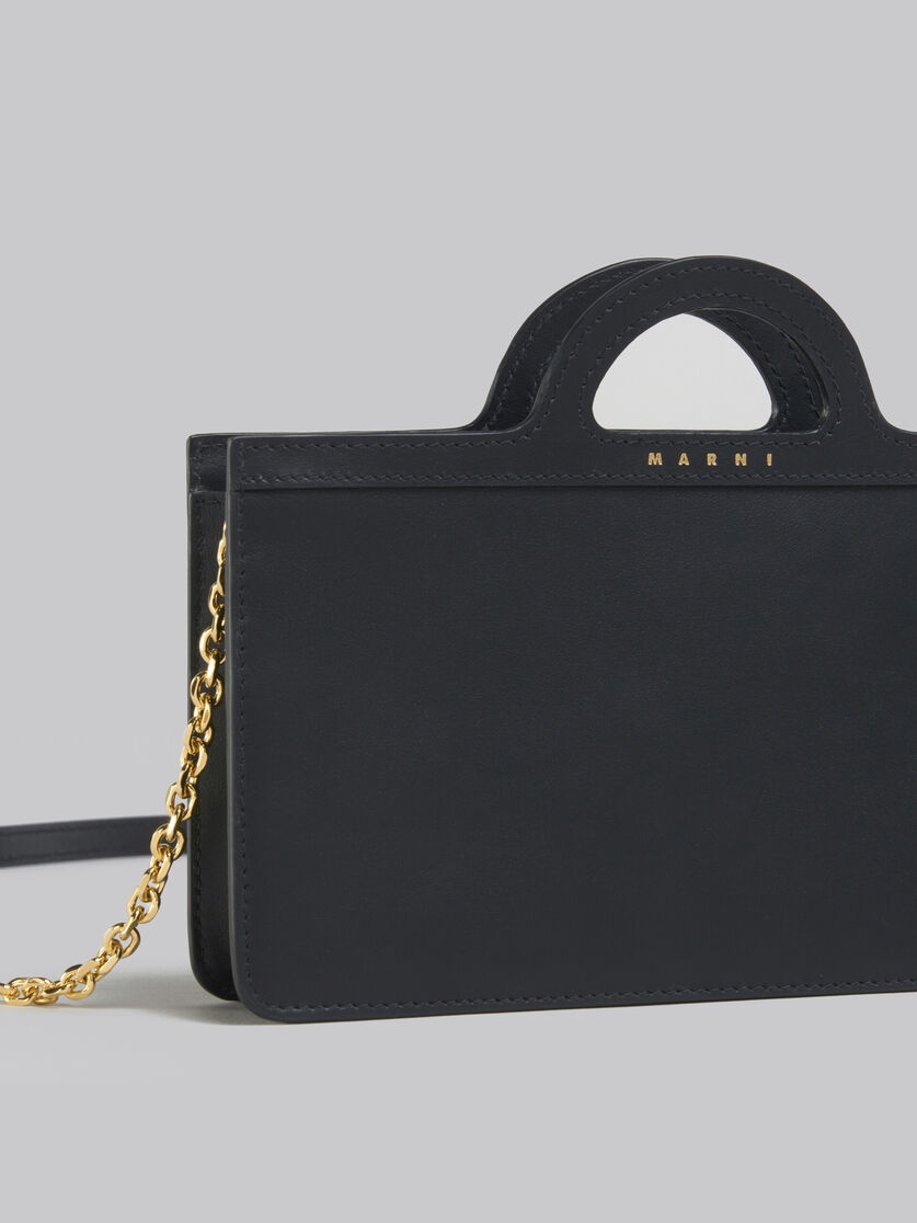 BLACK LEATHER TROPICALIA LONG WALLET WITH CHAIN STRAP - 5
