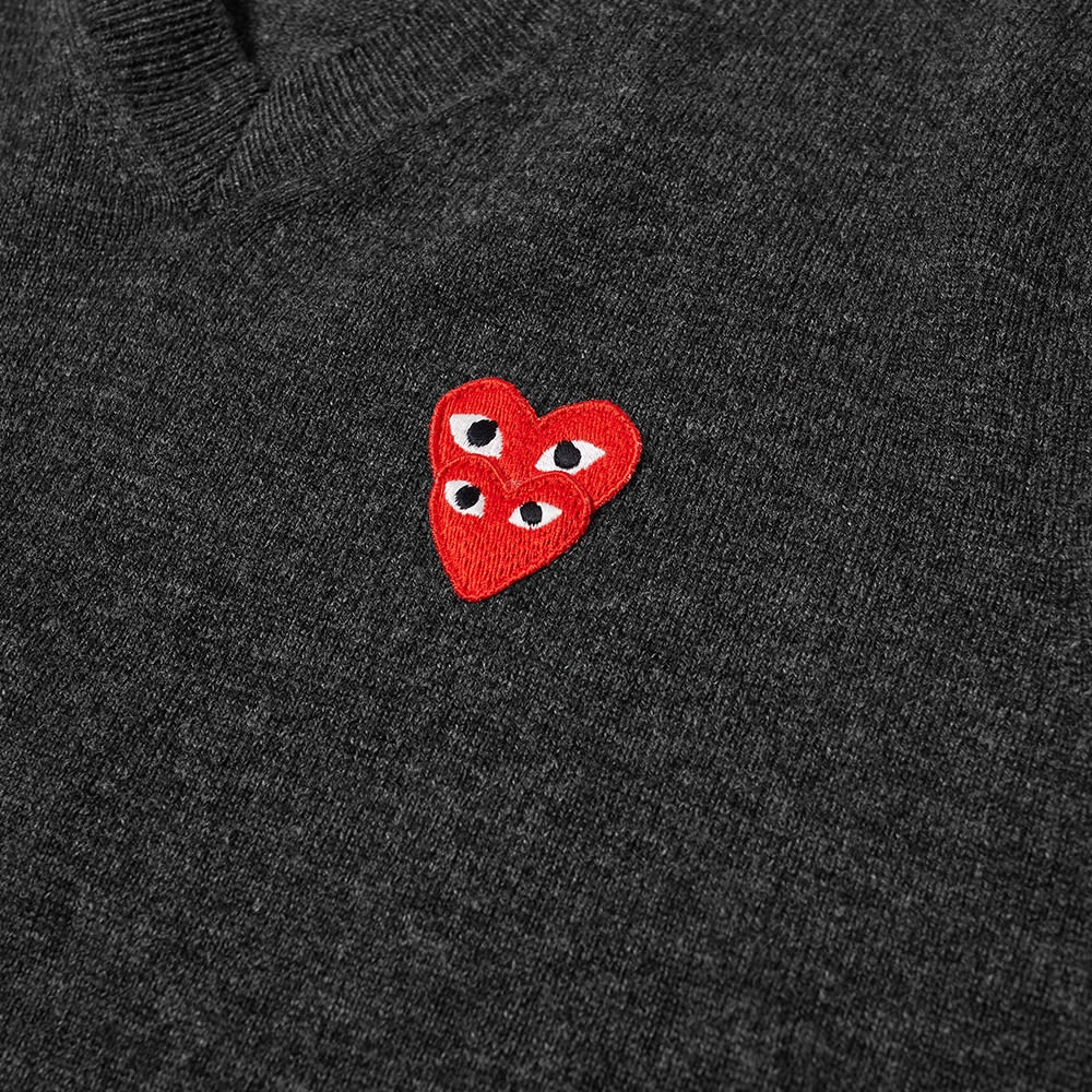 Comme des Garcons Play Overlapping Heart V-Neck Jumper - 2