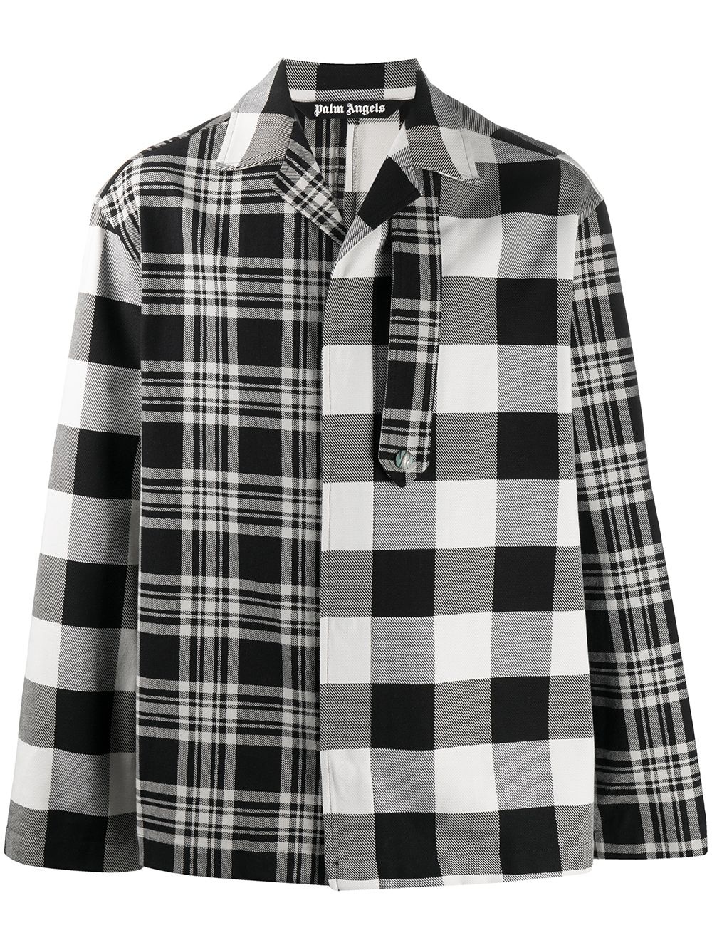 check-pattern long-sleeve overshirt - 1