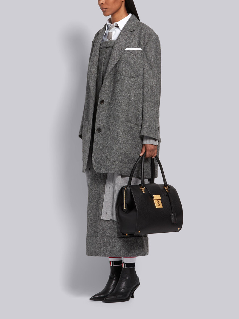 Black Pebbled Calfskin Brogue Spectator Long Point Boot 5