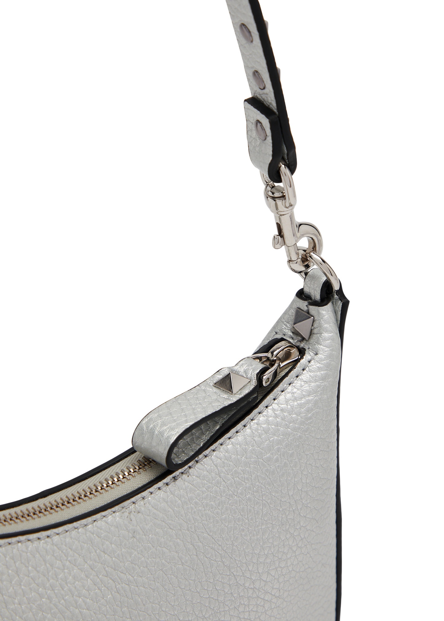 Rockstud mini metallic leather hobo bag - 3