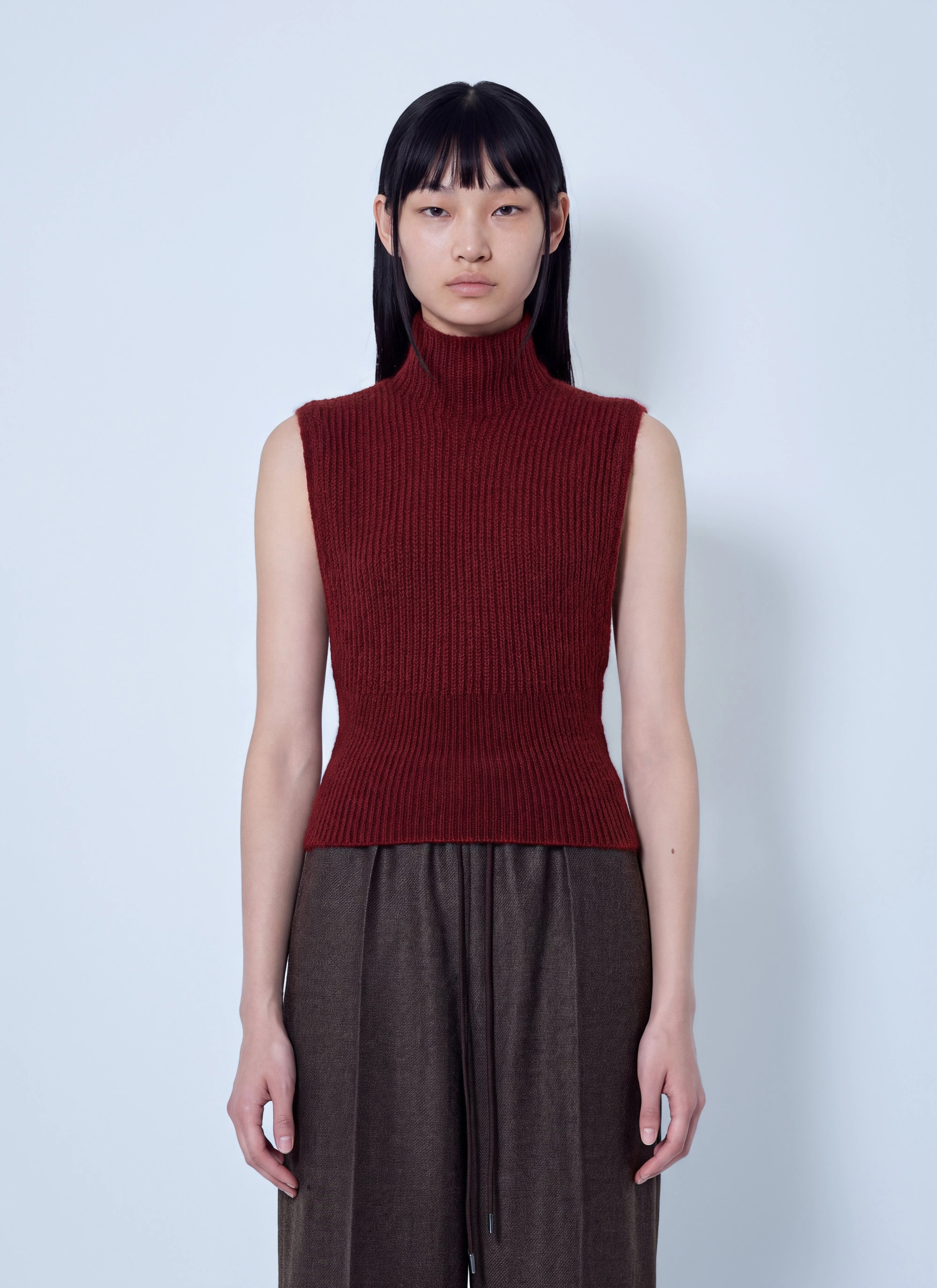 Max Mara Women Ribbed Sleeveless Turtleneck Top - 1